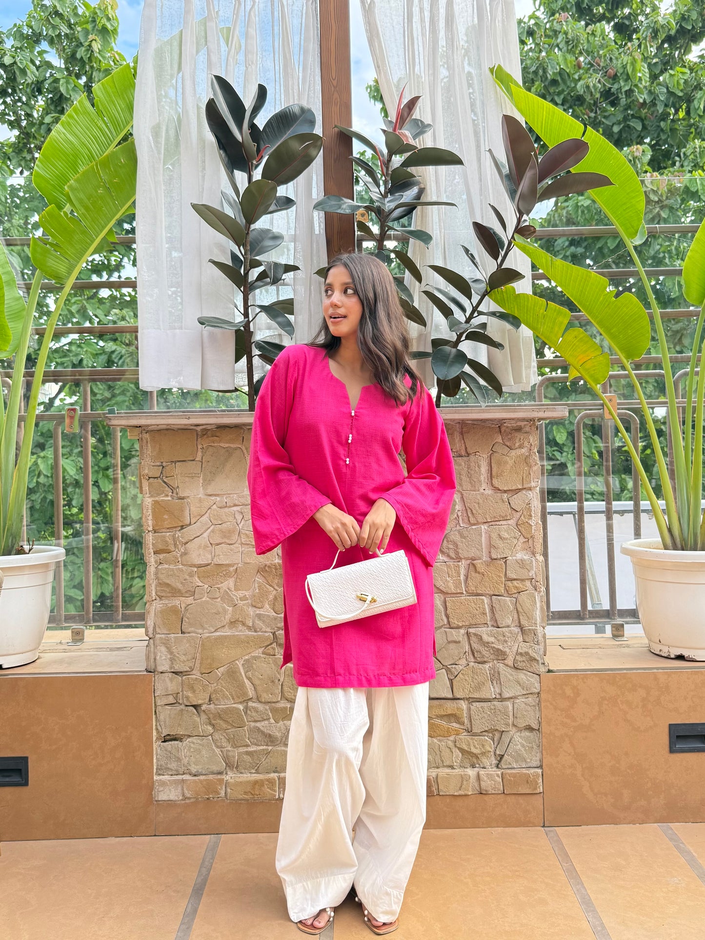 Solid Magenta Pink Farshi Salwar suit set