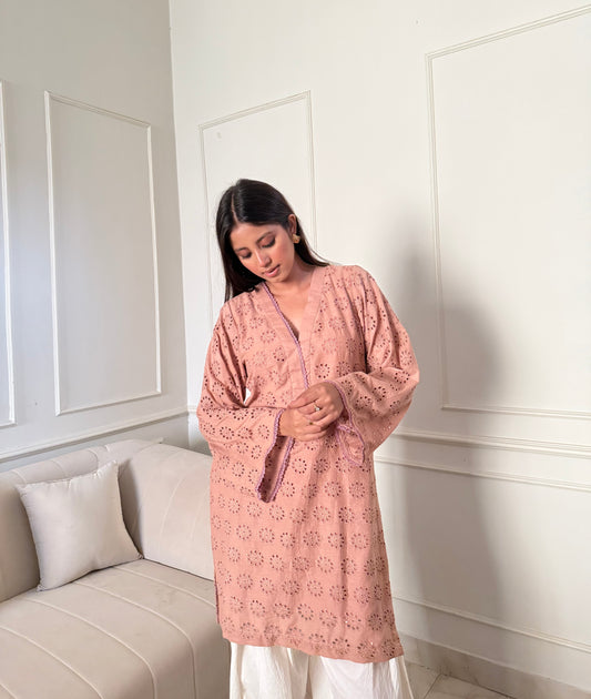 Delicate hakoba kurti with farshi salwar
