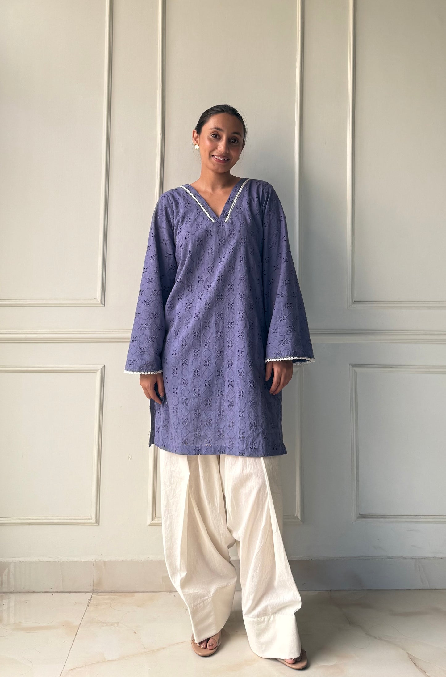 Delicate hakoba kurti with farshi salwar