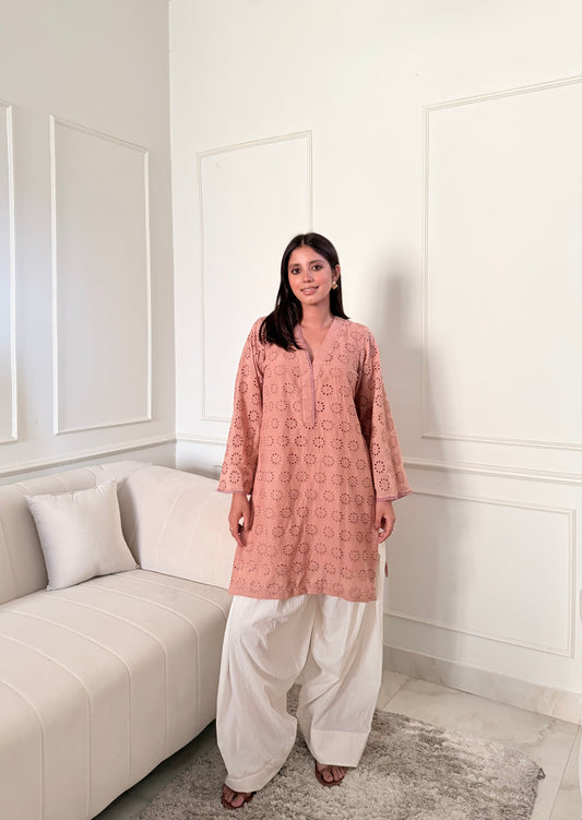 Delicate hakoba kurti with farshi salwar