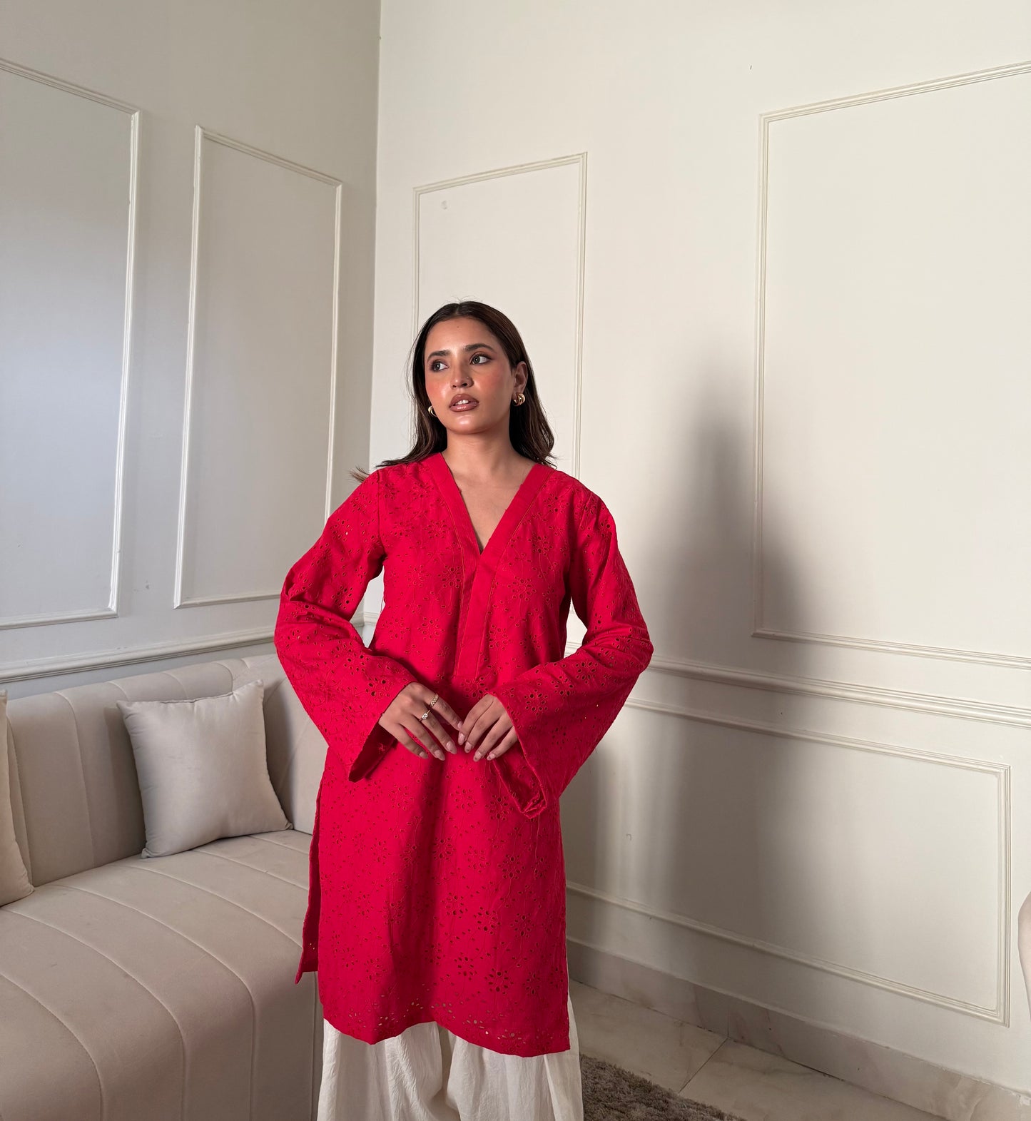 Delicate hakoba kurti with farshi salwar