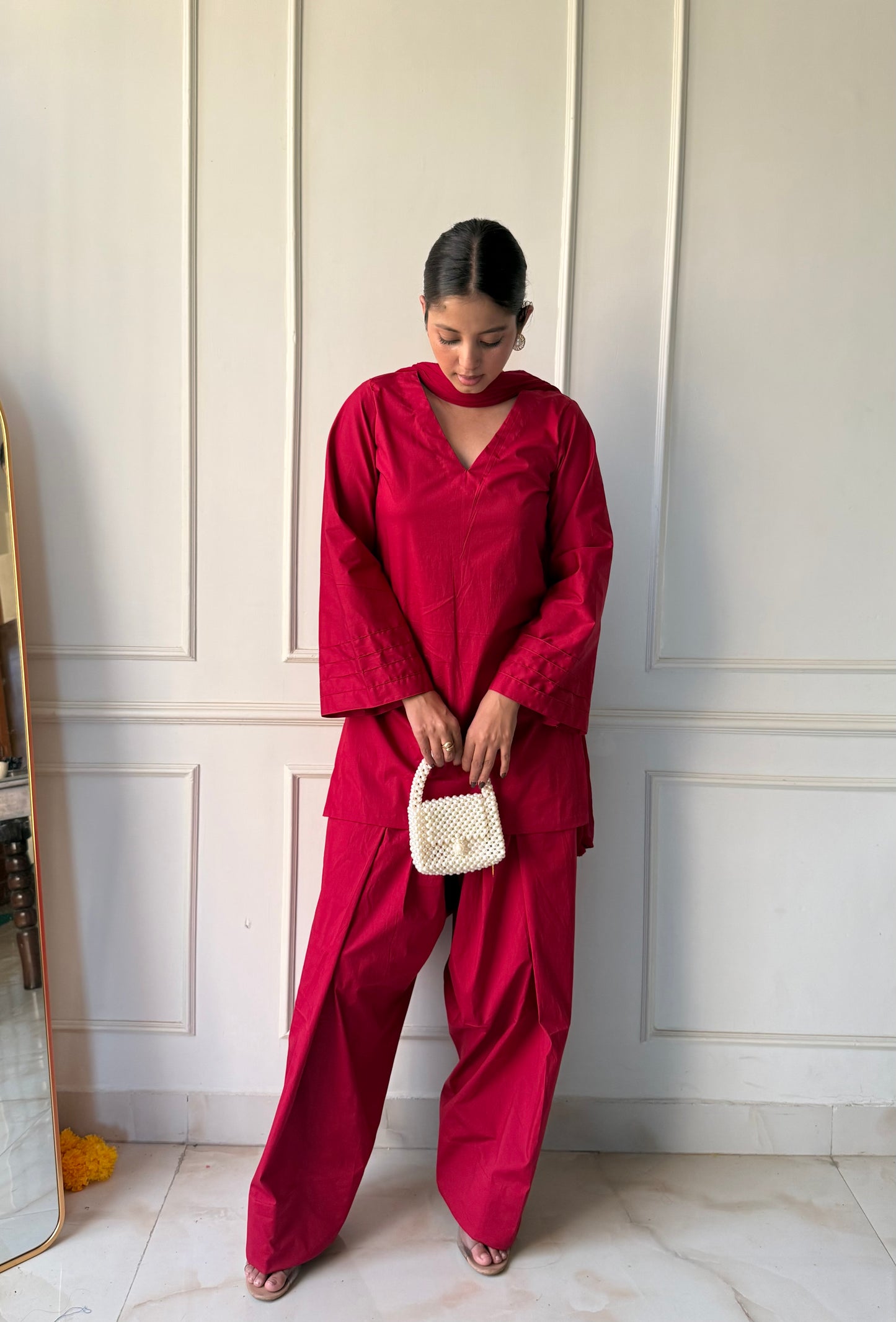 Maroon Farshi salwar set with dupatta