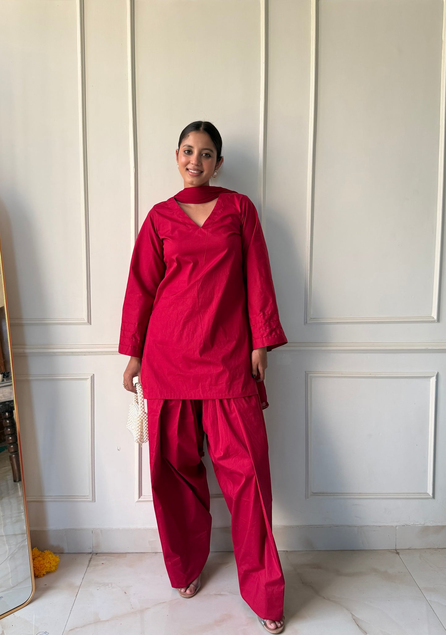 Maroon Farshi salwar set with dupatta