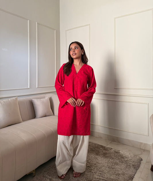 Delicate hakoba kurti with farshi salwar