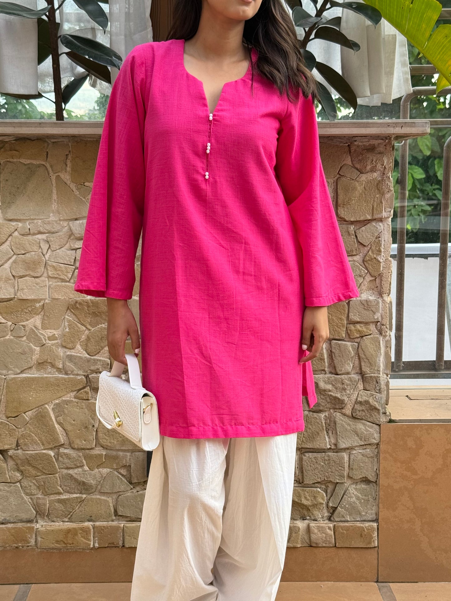 Solid Magenta Pink Farshi Salwar suit set