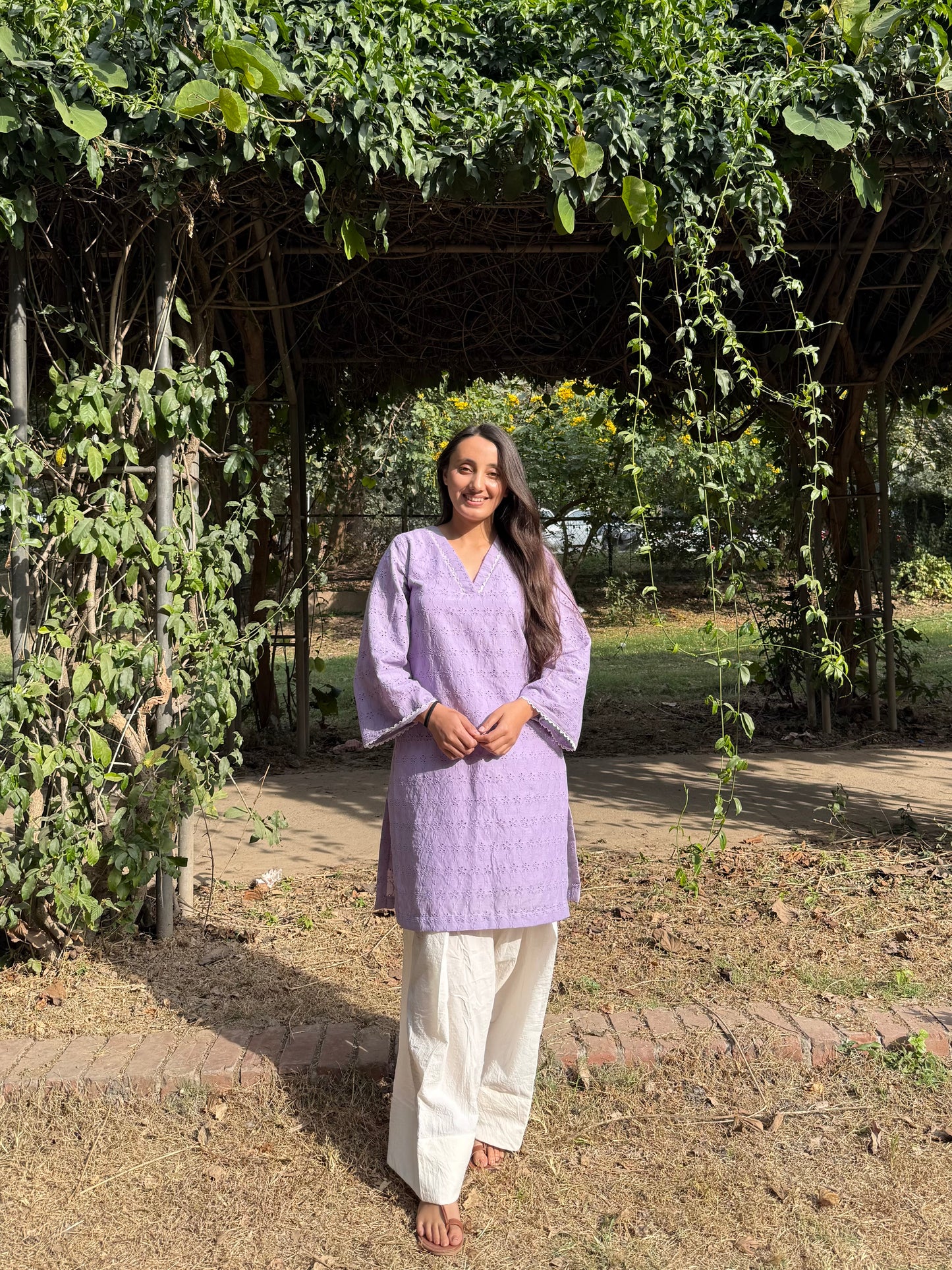 Delicate hakoba kurti with farshi salwar