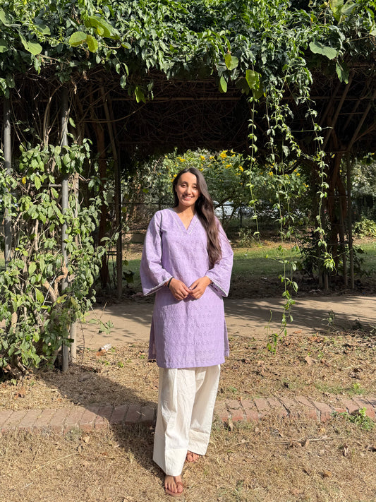 Delicate hakoba kurti with farshi salwar