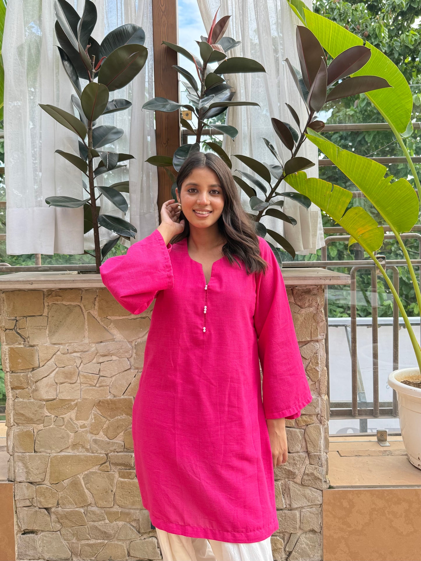 Solid Magenta Pink Farshi Salwar suit set