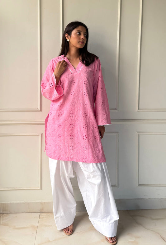 Delicate hakoba kurti with farshi salwar