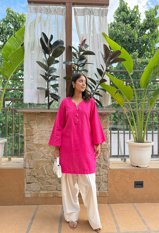 Solid Magenta Pink Farshi Salwar suit set